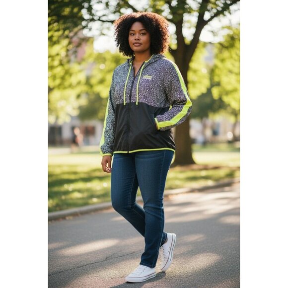 Victoria's Secret PINK Lined Anorak Speckled Hoodie Windbreaker Jacket- XS-S - Picture 1 of 10